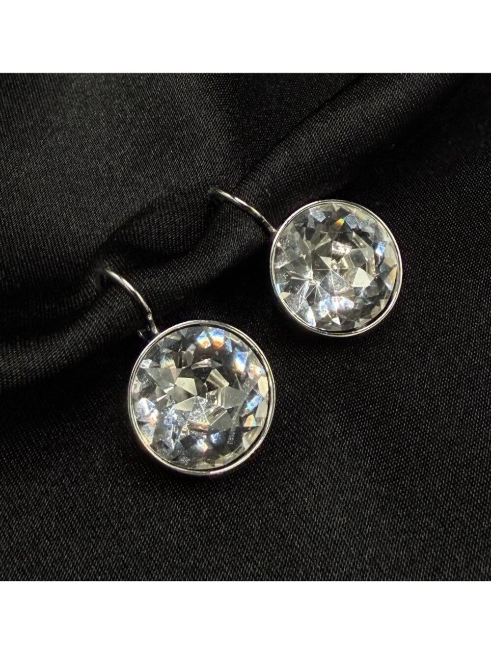 Swarovski Crystal Silver-Tone Leverback Earrings